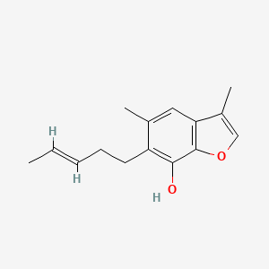molecular formula C15H18O2 B12883632 3,5-Dimethyl-6-(pent-3-en-1-yl)benzofuran-7-ol 