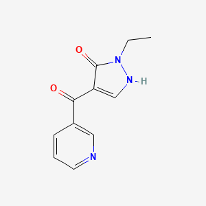 molecular formula C11H11N3O2 B12884138 (1-Ethyl-5-hydroxy-1H-pyrazol-4-yl)(3-pyridinyl)methanone 