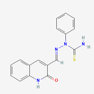 molecular formula C17H14N4OS B12884175 2-((2-Oxo-1,2-dihydroquinolin-3-yl)methylene)-1-phenylhydrazinecarbothioamide 