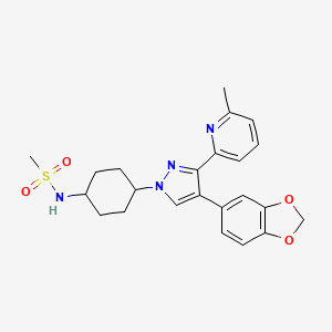 molecular formula C23H26N4O4S B12884191 N-(4-(4-(Benzo[d][1,3]dioxol-5-yl)-3-(6-methylpyridin-2-yl)-1H-pyrazol-1-yl)cyclohexyl)methanesulfonamide 