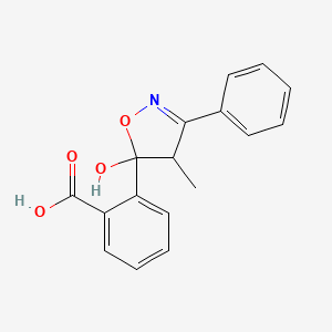 molecular formula C17H15NO4 B12884221 2-(5-Hydroxy-4-methyl-3-phenyl-4,5-dihydro-1,2-oxazol-5-yl)benzoic acid CAS No. 63826-30-2