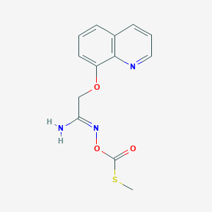 molecular formula C13H13N3O3S B12884222 N-(((Methylthio)carbonyl)oxy)-2-(quinolin-8-yloxy)acetimidamide 