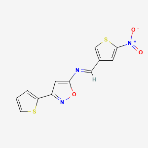 molecular formula C12H7N3O3S2 B12884277 N-((5-Nitro-3-thienyl)methylene)-3-(2-thienyl)-5-isoxazolamine CAS No. 37853-26-2
