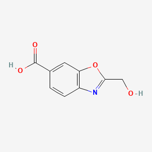 molecular formula C9H7NO4 B12884286 2-(Hydroxymethyl)benzo[d]oxazole-6-carboxylic acid 