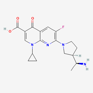 molecular formula C18H21FN4O3 B12884347 7-[(3R)-3-[(1S)-1-aminoethyl]pyrrolidin-1-yl]-1-cyclopropyl-6-fluoro-4-oxo-1,8-naphthyridine-3-carboxylic acid CAS No. 135026-90-3