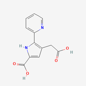 molecular formula C12H10N2O4 B12884353 4-(Carboxymethyl)-5-(pyridin-2-yl)-1H-pyrrole-2-carboxylic acid CAS No. 27590-55-2
