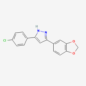 molecular formula C16H11ClN2O2 B12884410 3-(2H-1,3-Benzodioxol-5-yl)-5-(4-chlorophenyl)-1H-pyrazole CAS No. 651717-17-8