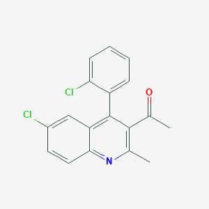 molecular formula C18H13Cl2NO B12884590 Ethanone, 1-[6-chloro-4-(2-chlorophenyl)-2-methyl-3-quinolinyl]- CAS No. 729569-97-5