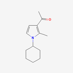 molecular formula C13H19NO B12884638 Ethanone, 1-(1-cyclohexyl-2-methyl-1H-pyrrol-3-yl)- CAS No. 112722-72-2