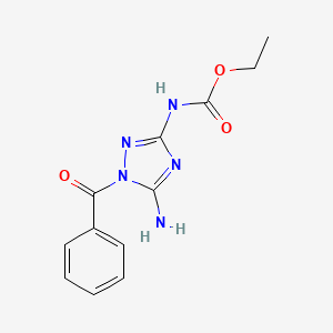 molecular formula C12H13N5O3 B12884708 Ethyl (5-amino-1-benzoyl-1H-1,2,4-triazol-3-yl)carbamate CAS No. 62808-10-0