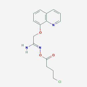 molecular formula C15H16ClN3O3 B12884888 N-((4-Chlorobutanoyl)oxy)-2-(quinolin-8-yloxy)acetimidamide 