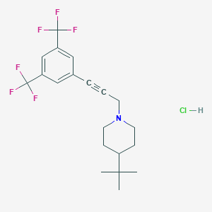 molecular formula C20H24ClF6N B128850 Piperidine, 1-(3-(3,5-bis(trifluoromethyl)phenyl)-2-propynyl)-4-(1,1-dimethylethyl)-, hydrochloride CAS No. 81613-60-7