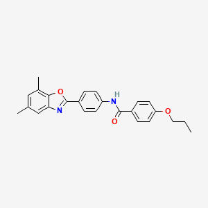 molecular formula C25H24N2O3 B12885243 N-[4-(5,7-dimethyl-1,3-benzoxazol-2-yl)phenyl]-4-propoxybenzamide CAS No. 590396-11-5