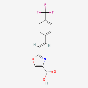 molecular formula C13H8F3NO3 B12885288 2-(4-(Trifluoromethyl)styryl)oxazole-4-carboxylic acid 