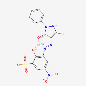 molecular formula C16H10CrN5O7S B12885309 Chromium, [3-[(4,5-dihydro-3-methyl-5-oxo-1-phenyl-1H-pyrazol-4-yl)azo]-2-hydroxy-5-nitrobenzenesulfonato(3-)]- CAS No. 67352-35-6