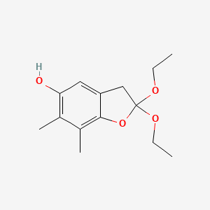 molecular formula C14H20O4 B12885588 2,2-Diethoxy-6,7-dimethyl-2,3-dihydro-1-benzofuran-5-ol CAS No. 61530-06-1