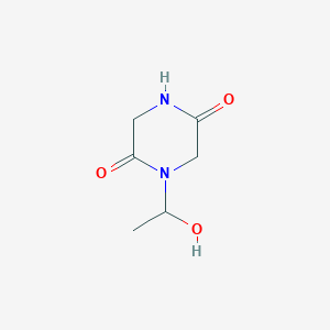 molecular formula C6H10N2O3 B128857 1-(1-Hydroxyethyl)piperazine-2,5-dione CAS No. 150490-94-1