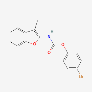 molecular formula C16H12BrNO3 B12885858 Carbamic acid, (3-methyl-2-benzofuranyl)-, 4-bromophenyl ester CAS No. 61337-39-1