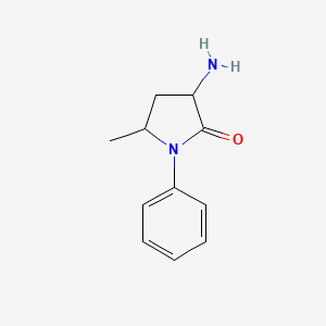 molecular formula C11H14N2O B1288598 3-Amino-5-methyl-1-phenylpyrrolidin-2-one 