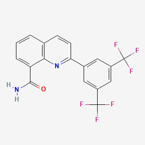 molecular formula C18H10F6N2O B12886141 2-(3,5-Bis(trifluoromethyl)phenyl)quinoline-8-carboxamide CAS No. 655222-65-4