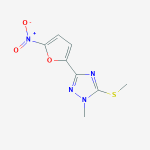 molecular formula C8H8N4O3S B12886152 1H-1,2,4-Triazole, 1-methyl-5-(methylthio)-3-(5-nitro-2-furanyl)- CAS No. 61323-54-4