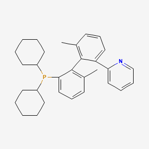 molecular formula C31H38NP B12886170 (1R)-2-(2'-(Dicyclohexylphosphino)-6,6'-dimethyl-[1,1'-biphenyl]-2-yl)pyridine 