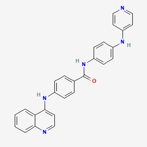 molecular formula C27H21N5O B12886190 N-{4-[(Pyridin-4-yl)amino]phenyl}-4-[(quinolin-4-yl)amino]benzamide CAS No. 23655-67-6