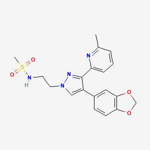 molecular formula C19H20N4O4S B12886397 N-(2-(4-(Benzo[d][1,3]dioxol-5-yl)-3-(6-methylpyridin-2-yl)-1H-pyrazol-1-yl)ethyl)methanesulfonamide 