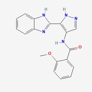 molecular formula C18H15N5O2 B12886642 N-[3-(2H-Benzimidazol-2-ylidene)-2,3-dihydro-1H-pyrazol-4-yl]-2-methoxybenzamide CAS No. 825616-27-1