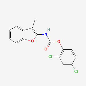 molecular formula C16H11Cl2NO3 B12886819 Carbamic acid, (3-methyl-2-benzofuranyl)-, 2,4-dichlorophenyl ester CAS No. 61307-34-4