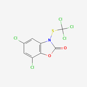 molecular formula C8H2Cl5NO2S B12887002 5,7-Dichloro-3-[(trichloromethyl)sulfanyl]-1,3-benzoxazol-2(3h)-one CAS No. 19951-66-7