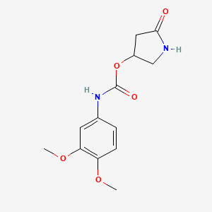 molecular formula C13H16N2O5 B12887342 5-Oxopyrrolidin-3-yl (3,4-dimethoxyphenyl)carbamate CAS No. 88015-97-8