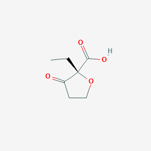 molecular formula C7H10O4 B12887436 (R)-2-Ethyl-3-oxotetrahydrofuran-2-carboxylic acid 