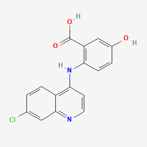 molecular formula C16H11ClN2O3 B12887442 Benzoic acid, 2-((7-chloro-4-quinolinyl)amino)-5-hydroxy- CAS No. 72071-22-8