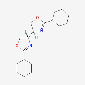 molecular formula C18H28N2O2 B12887477 (4S,4'S)-2,2'-Dicyclohexyl-4,4',5,5'-tetrahydro-4,4'-bioxazole 