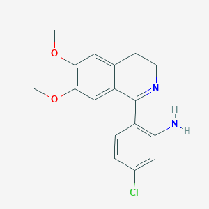 molecular formula C17H17ClN2O2 B12887566 Benzenamine, 5-chloro-2-(3,4-dihydro-6,7-dimethoxy-1-isoquinolinyl)- CAS No. 54971-25-4