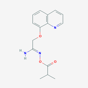 molecular formula C15H17N3O3 B12887693 N-(Isobutyryloxy)-2-(quinolin-8-yloxy)acetimidamide 