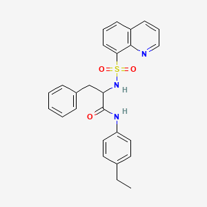 molecular formula C26H25N3O3S B12887730 N-(4-Ethylphenyl)-3-phenyl-2-(quinoline-8-sulfonamido)propanamide 
