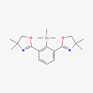 molecular formula C19H28N2O2Sn B12887802 2,2'-(2-(Trimethylstannyl)-1,3-phenylene)bis(4,4-Dimethyl-4,5-dihydrooxazole) 