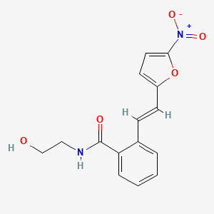 molecular formula C15H14N2O5 B12888075 N-(2-Hydroxyethyl)-2-(2-(5-nitrofuran-2-yl)vinyl)benzamide 
