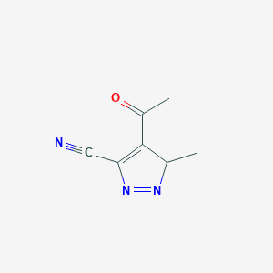 molecular formula C7H7N3O B12888264 4-Acetyl-3-methyl-3H-pyrazole-5-carbonitrile 