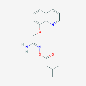 molecular formula C16H19N3O3 B12888457 N-((3-Methylbutanoyl)oxy)-2-(quinolin-8-yloxy)acetimidamide 