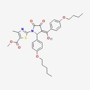 molecular formula C32H36N2O7S B12888603 Methyl 2-(3-(4-butoxybenzoyl)-4-hydroxy-5-oxo-2-(4-(pentyloxy)phenyl)-2,5-dihydro-1H-pyrrol-1-yl)-4-methylthiazole-5-carboxylate CAS No. 617695-45-1