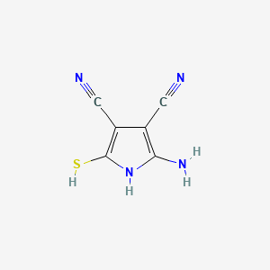 molecular formula C6H4N4S B12888624 1H-Pyrrole-3,4-dicarbonitrile, 2-amino-5-mercapto- CAS No. 16754-97-5