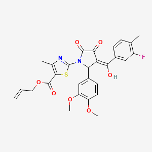 molecular formula C28H25FN2O7S B12888646 Allyl 2-(2-(3,4-dimethoxyphenyl)-3-(3-fluoro-4-methylbenzoyl)-4-hydroxy-5-oxo-2,5-dihydro-1H-pyrrol-1-yl)-4-methylthiazole-5-carboxylate CAS No. 617697-33-3