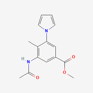 molecular formula C15H16N2O3 B12888880 Methyl 3-acetamido-4-methyl-5-(1H-pyrrol-1-yl)benzoate CAS No. 61544-59-0