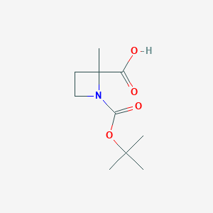 molecular formula C10H17NO4 B1288896 1-(tert-Butoxycarbonyl)-2-methylazetidine-2-carboxylic acid CAS No. 449758-77-4