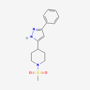 molecular formula C15H19N3O2S B12889248 1-(methylsulfonyl)-4-(3-phenyl-1H-pyrazol-5-yl)piperidine 