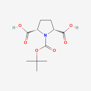 molecular formula C11H17NO6 B12889295 cis-1-(tert-Butoxycarbonyl)pyrrolidine-2,5-dicarboxylic acid 