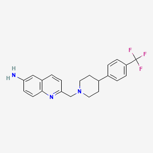 molecular formula C22H22F3N3 B12889337 6-Quinolinamine, 2-[[4-[4-(trifluoromethyl)phenyl]-1-piperidinyl]methyl]- CAS No. 832102-92-8